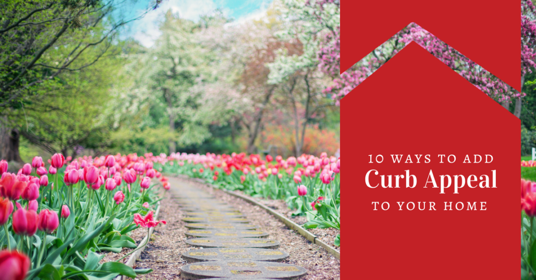 Spring tulips and blooming trees with a stone walkway | 10 ways to add curb appeal to your home | Powell Realtors - Eastern Shore Real Estate